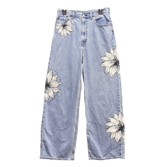 Levi's Denim - Levi's X FARM Rio High Rise Loose Jeans Women's 30x29 Blue Floral Tropical